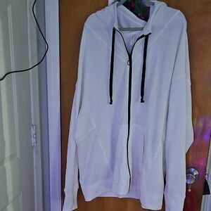 Fabletics White Hoodie with Black Accents